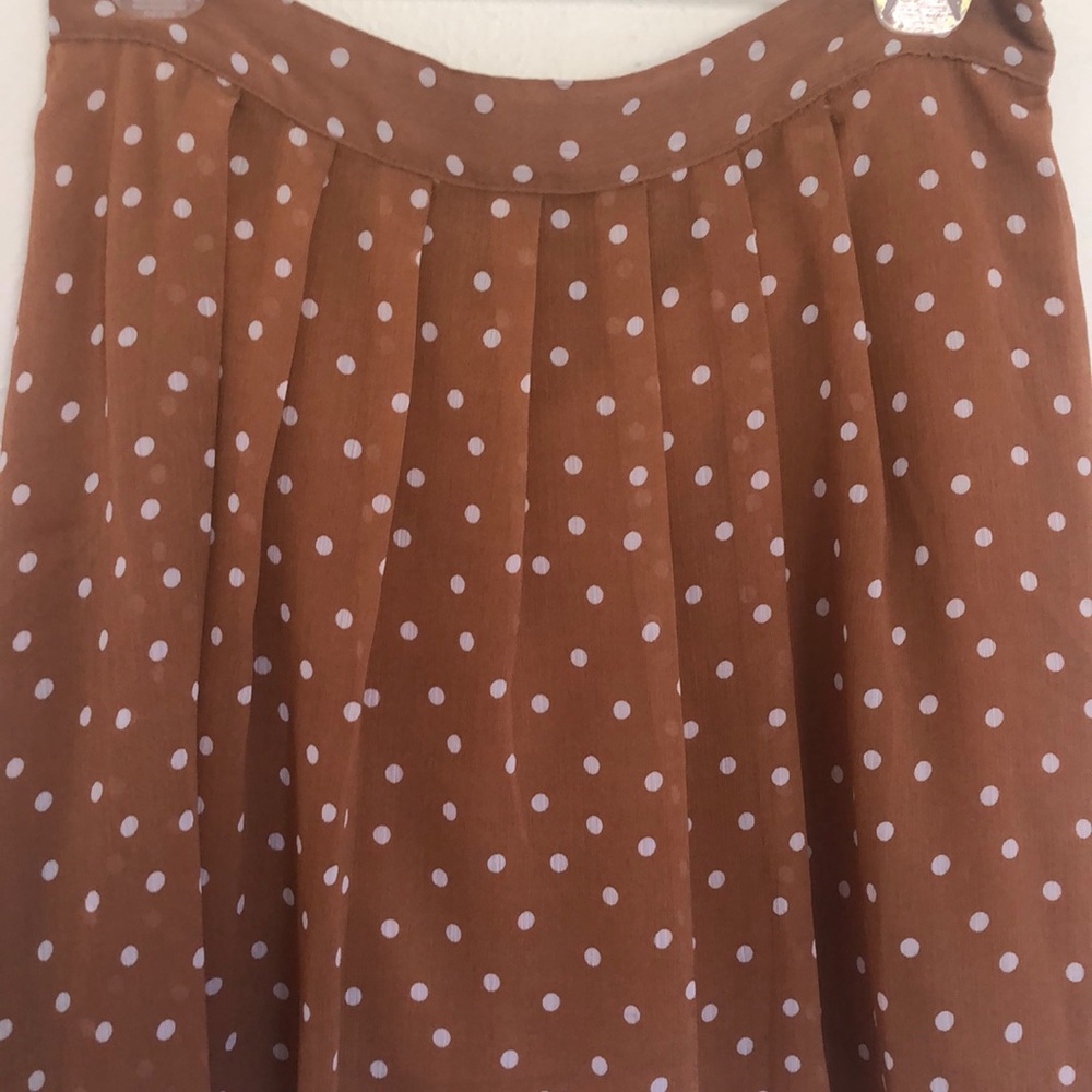 Brown with white polka dot skirt